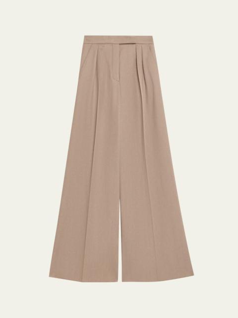 Max Mara Baden Pleated Wide-Leg Wool Pants