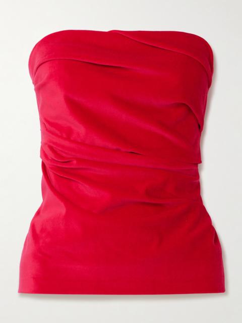 TOVE Izel Stretch-cotton And Modal-blend Velvet Bandeau Top