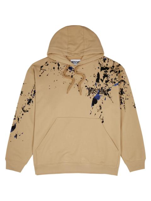 Paint-splatter hooded cotton sweatshirt