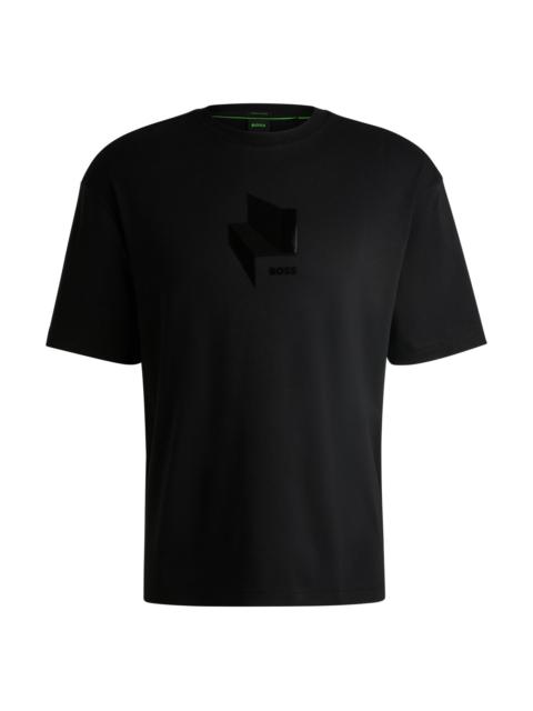 BOSS RELAXED-FIT T-SHIRT IN INTERLOCK COTTON WITH GLOSS ARTWORK