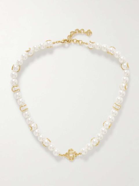 Gold-Plated Faux Pearl Necklace