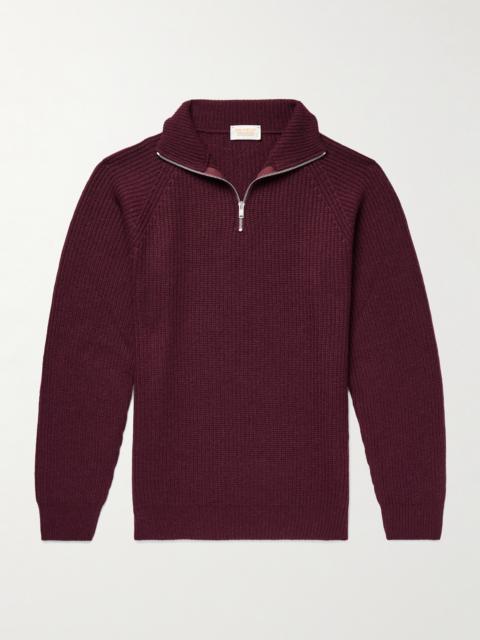 JOHN SMEDLEY Ryker Ribbed Recycled-Cashmere and Wool-Blend Half-Zip Sweater