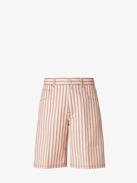 FENDI Bermudas Beige FF denim shorts with red stripes