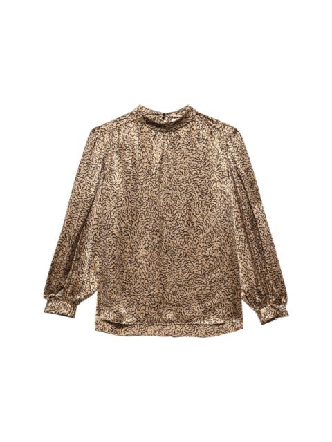 abstract animal-print silk blouse