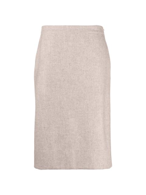 asymmetric-hem felted midi skirt