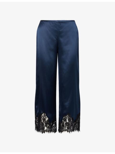 Reformation Carolina Lace-Trim Silk Trousers