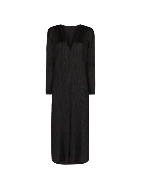 Pleats Please Issey Miyake V-neck plissé midi dress