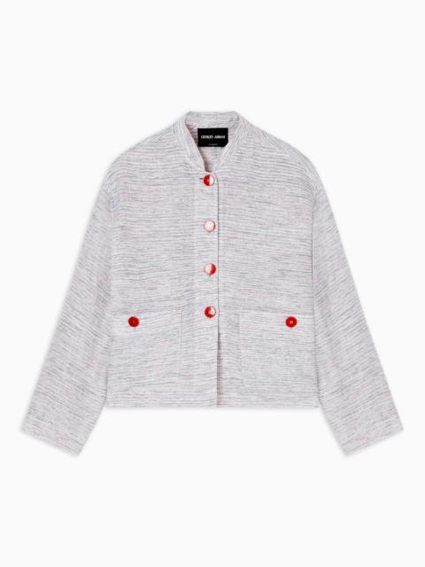 GIORGIO ARMANI VISCOSE AND LINEN MOULINÉ KNIT BLOUSON