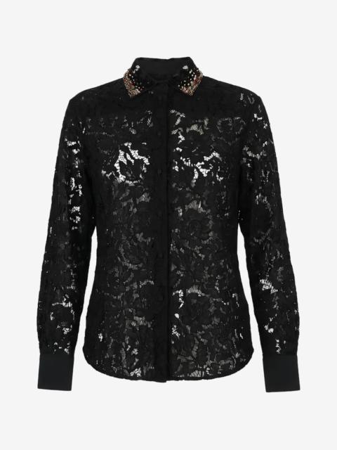Valentino sequin-embellished lace shirt