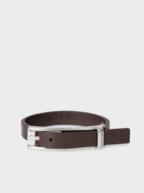 Dark Brown Leather 'Shadow Stripe' Bracelet