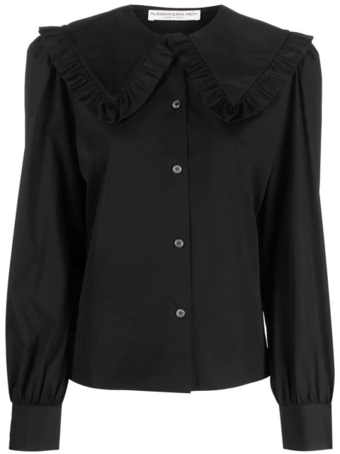 ruffle collar cotton shirt