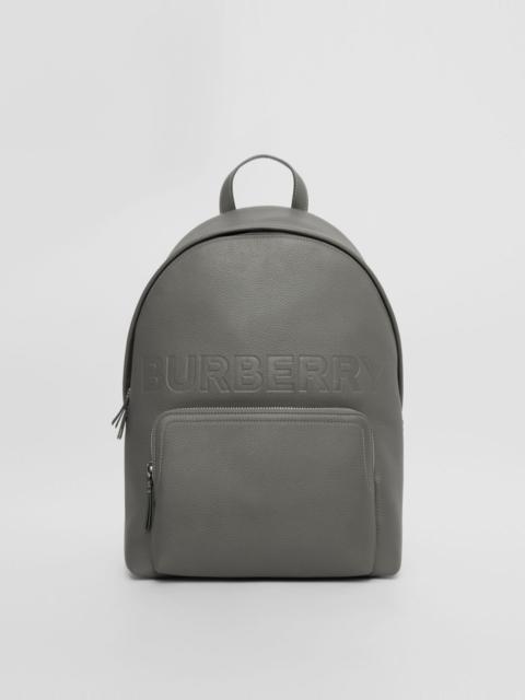 Burberry Logo Embossed Leather Backpack