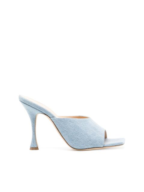 105mm open-toe denim mules