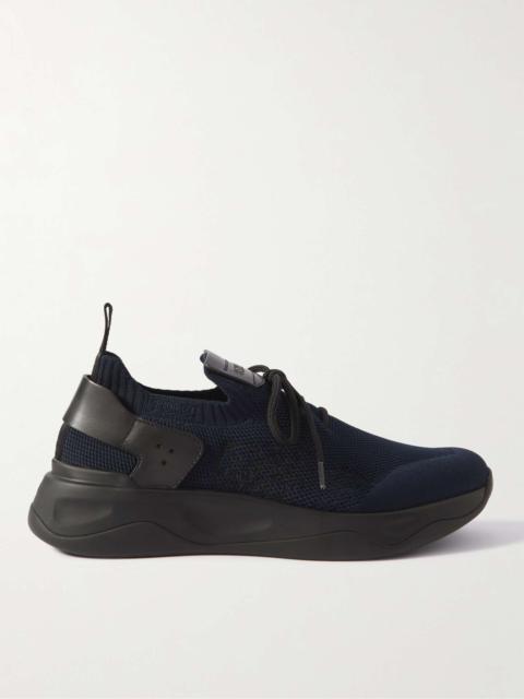Berluti Venezia Leather-Trimmed Stretch-Knit Sneakers