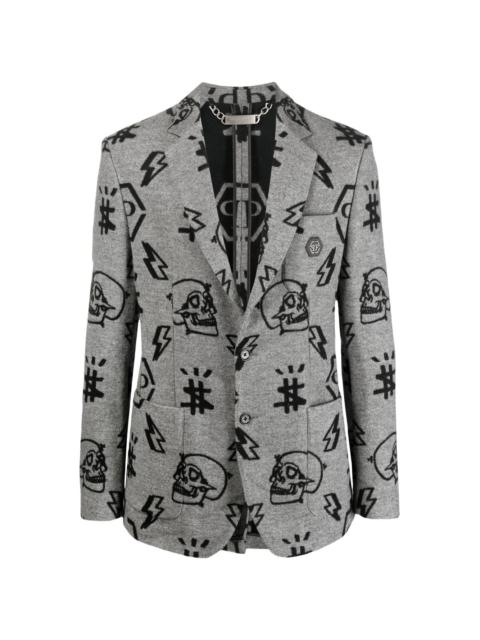 graphic-print blazer