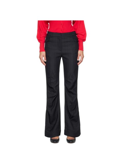 OPEN YY Black Stripe Tailored Bootcut Trousers