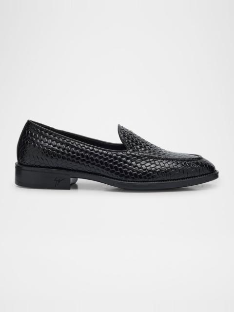 Giuseppe Zanotti Men's Sorrento 15 Woven Leather Loafers