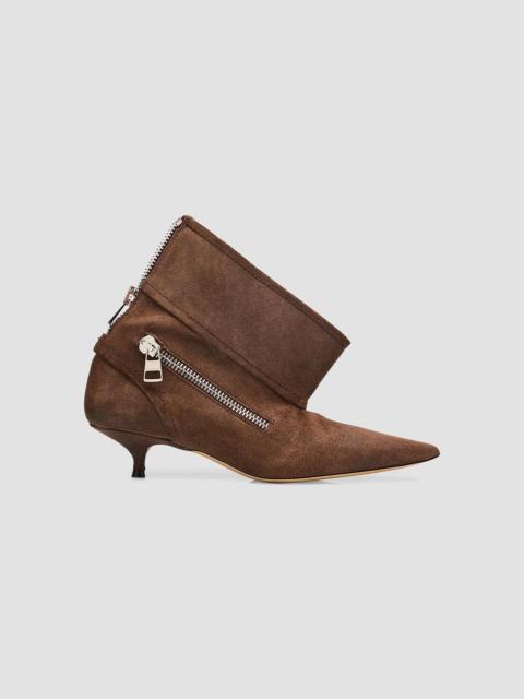 JW Anderson Women's Biker Suede Kitten-Heel Booties - Brown