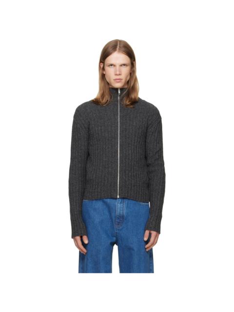 Jil Sander Gray Zip Up Cardigan