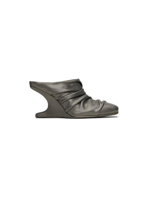Rick Owens Gunmetal Cantilever And Twisted Mules