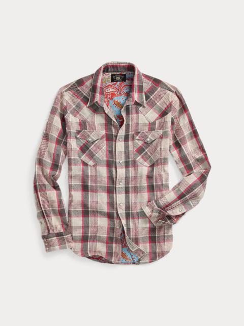 RRL by Ralph Lauren Slim Plaid Double Cloth Western Shirt