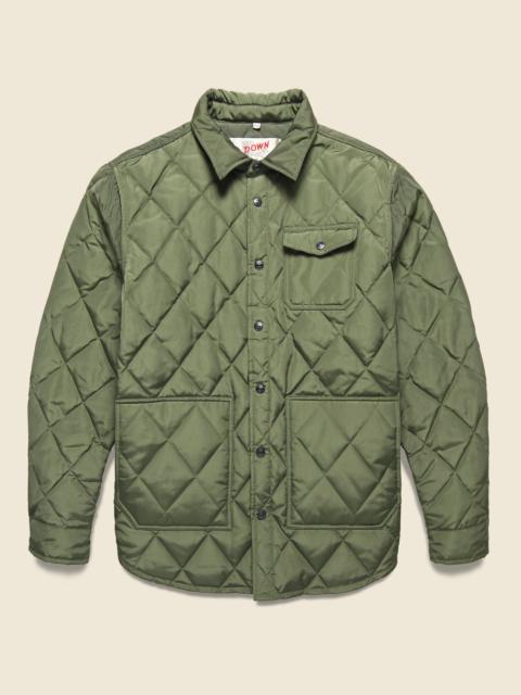 Schott Down-Filled Quilted Shirt Jacket - Olive