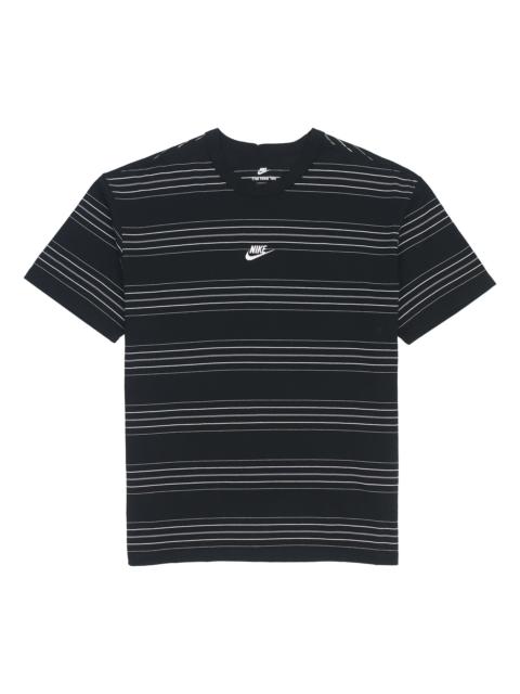 Men's Nike Brand logo Stripe Round Neck Short Sleeve Black T-Shirt DQ1117-010