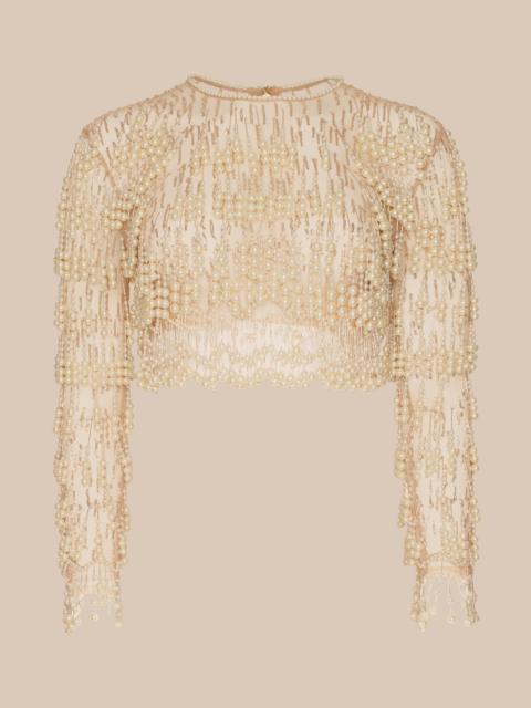 L'AGENCE Rogan Pearl Fringe Top