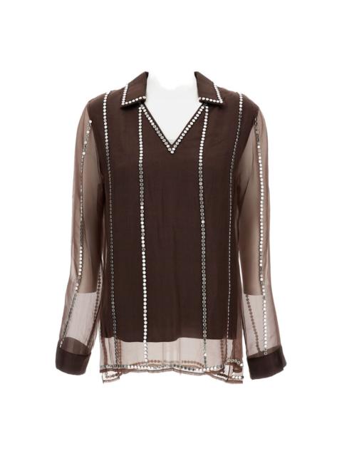 WALES BONNER V-neck stud-embellished blouse