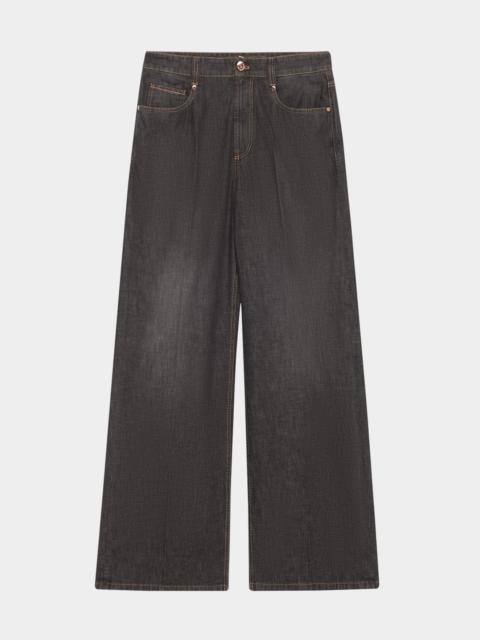 Brunello Cucinelli High-Rise Monili Wide-Leg Jeans