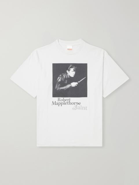 SAINT M×××××× Robert Mapplethorpe Self-Portrait Distressed Printed Cotton-Jersey T-Shirt