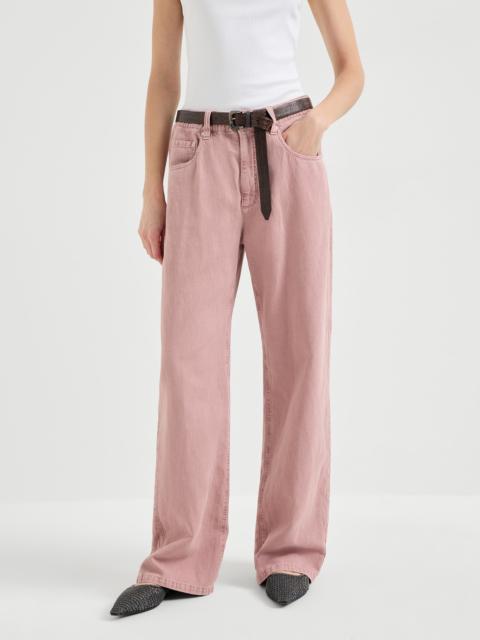 Brunello Cucinelli Garment-dyed contemporary trousers in cotton and linen cover with monili