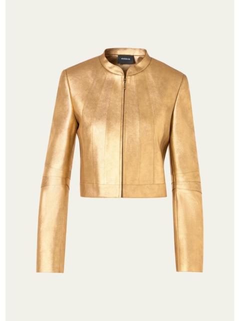 AKRIS Klaus Lamé Nappa Leather Crop Jacket