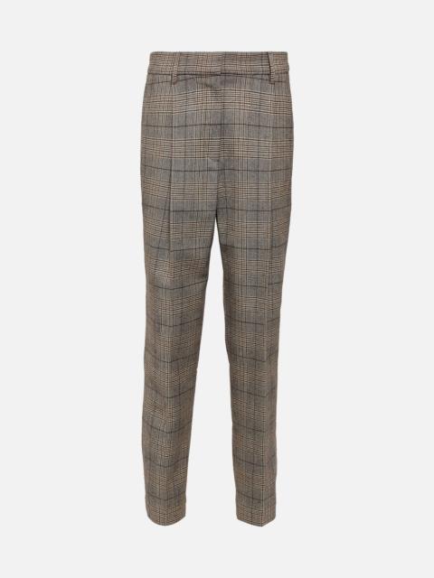 Brunello Cucinelli Checked wool and cotton-blend pants