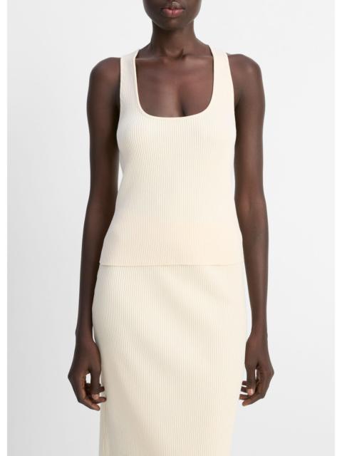 Vince Ribbed Cotton-Blend Racerback Tank