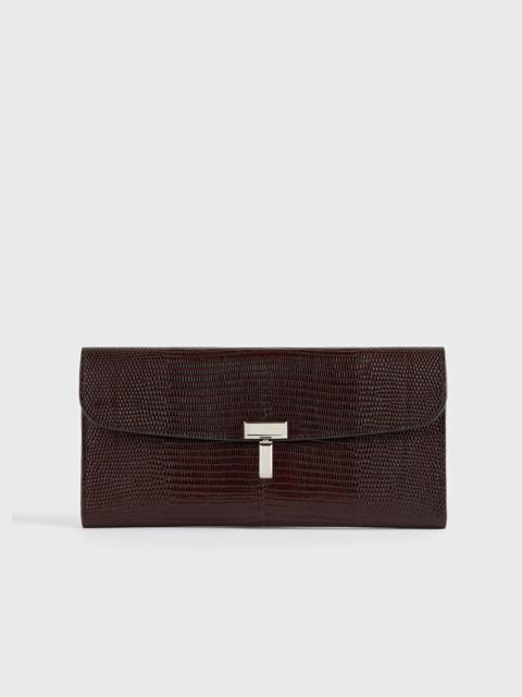 TOTEME T-lock lizard-embossed wallet brown