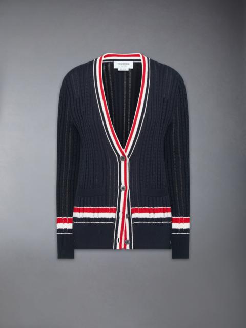 Thom Browne RWB STRIPE BABY LADDER CABLE ELONGATED CARDIGAN