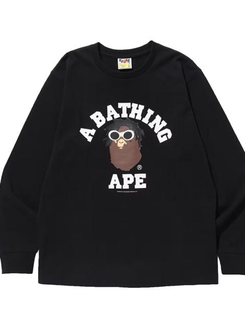 A BATHING APE® Wiz Khalifa Shark College Logo Long Sleeve T-Shirt "Black Multicolor" 001LTF731902X BLACK