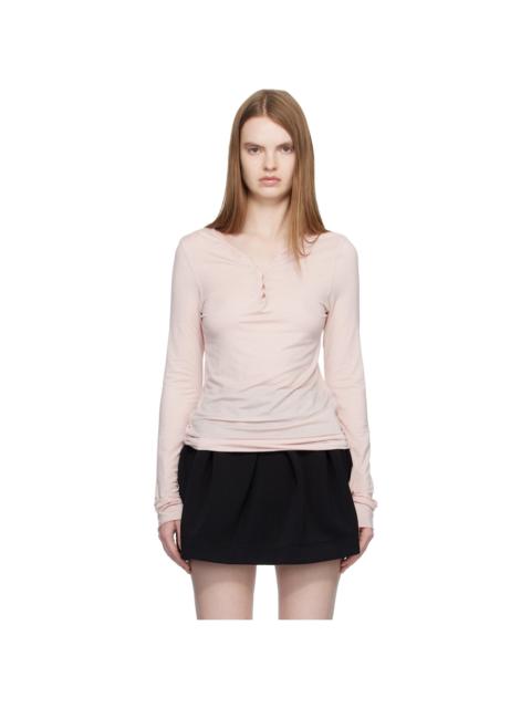 OPEN YY Pink Hook Long Sleeve Henley