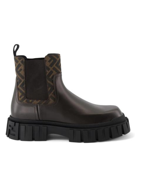 FENDI Fendi Leather Ankle Boot Black Brown
