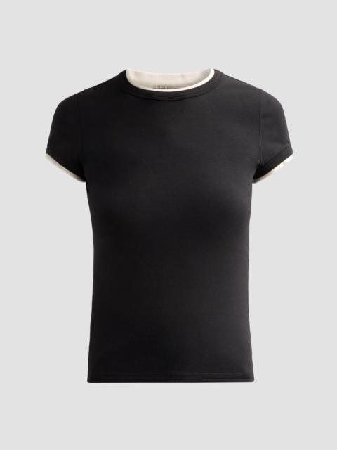 VERONICA BEARD Women's Devin Stretch-Cotton T-Shirt - Black Ecru