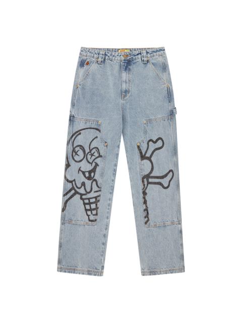 ICECREAM CONE & BONES DENIM CARPENTER PANTS