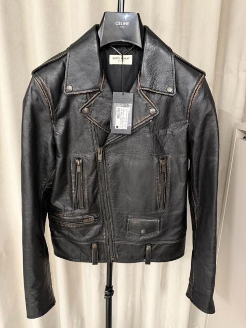 SAINT LAURENT Saint Laurent Paris FW18 Distressed L01 1971 Back Print Leather Jacket