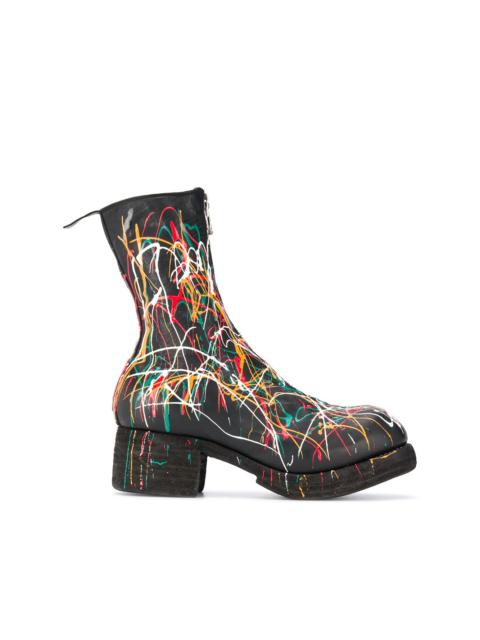 Guidi paint splattered ankle boots
