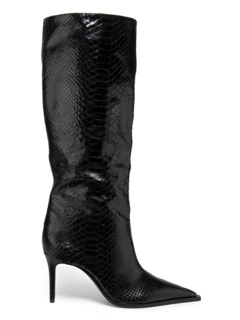 SCHUTZ Women's Mary Up 80MM Snake-Embossed Leather Boots - Black