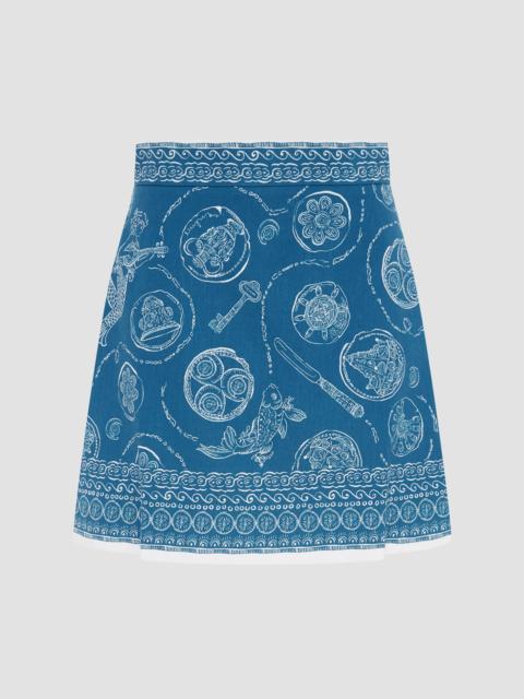 ALÉMAIS Women's Lucky Printed Linen Mini Skirt - Blue