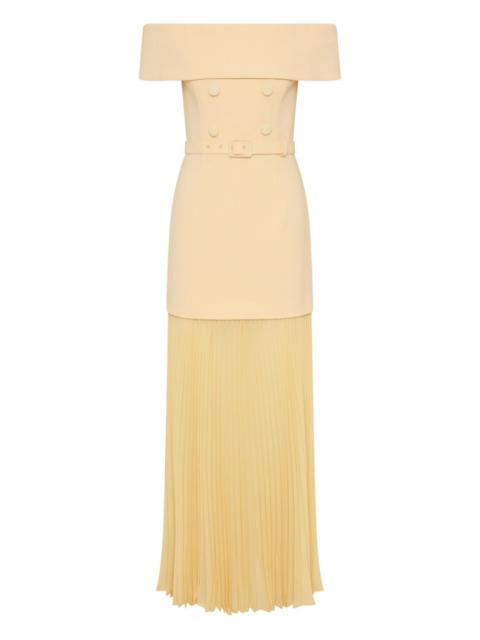 REBECCA VALLANCE Muriel off-shoulder pleated midi dress