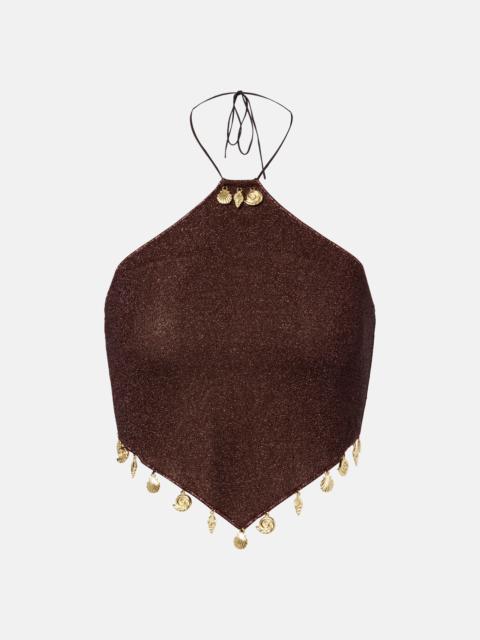 Oséree Lumière beaded halterneck top