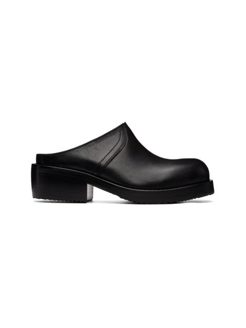 Dries Van Noten Black Leather Workwear Mule Loafers