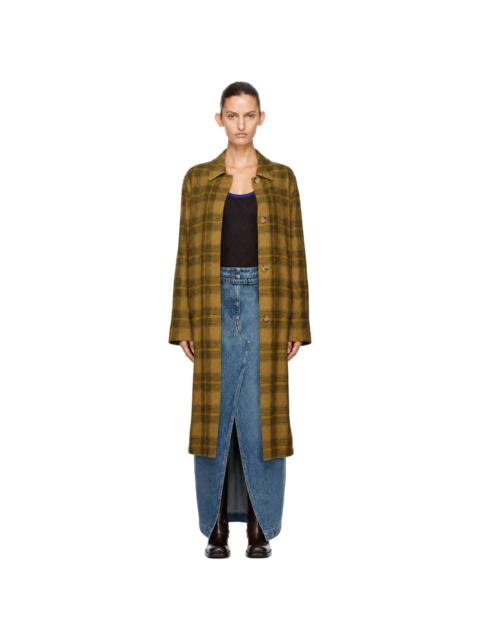 Dries Van Noten Khaki Wool Check Coat